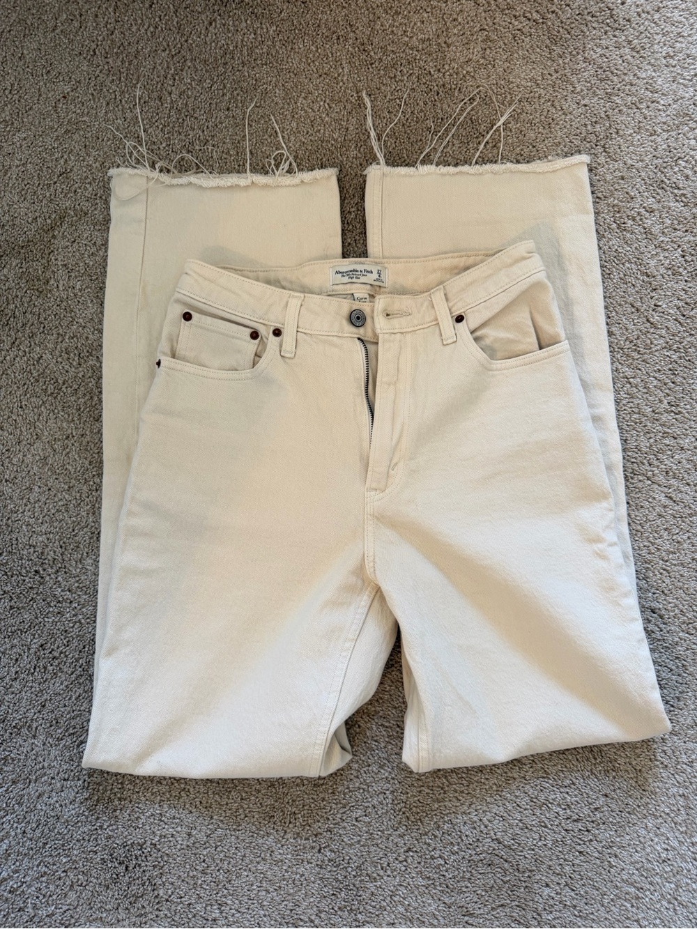 Abercrombie & Fitch Cream Straight-Leg Jeans